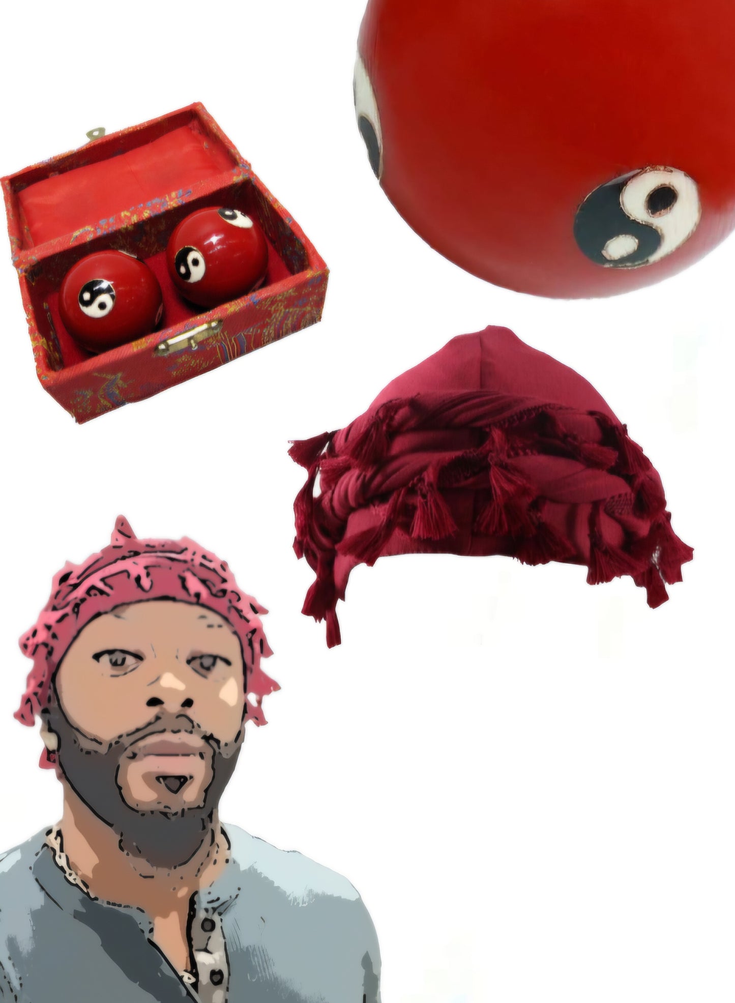 Red / Blue Turban Set (Pre-tied w/ Relaxation Orbs)+ a Free Gift =)